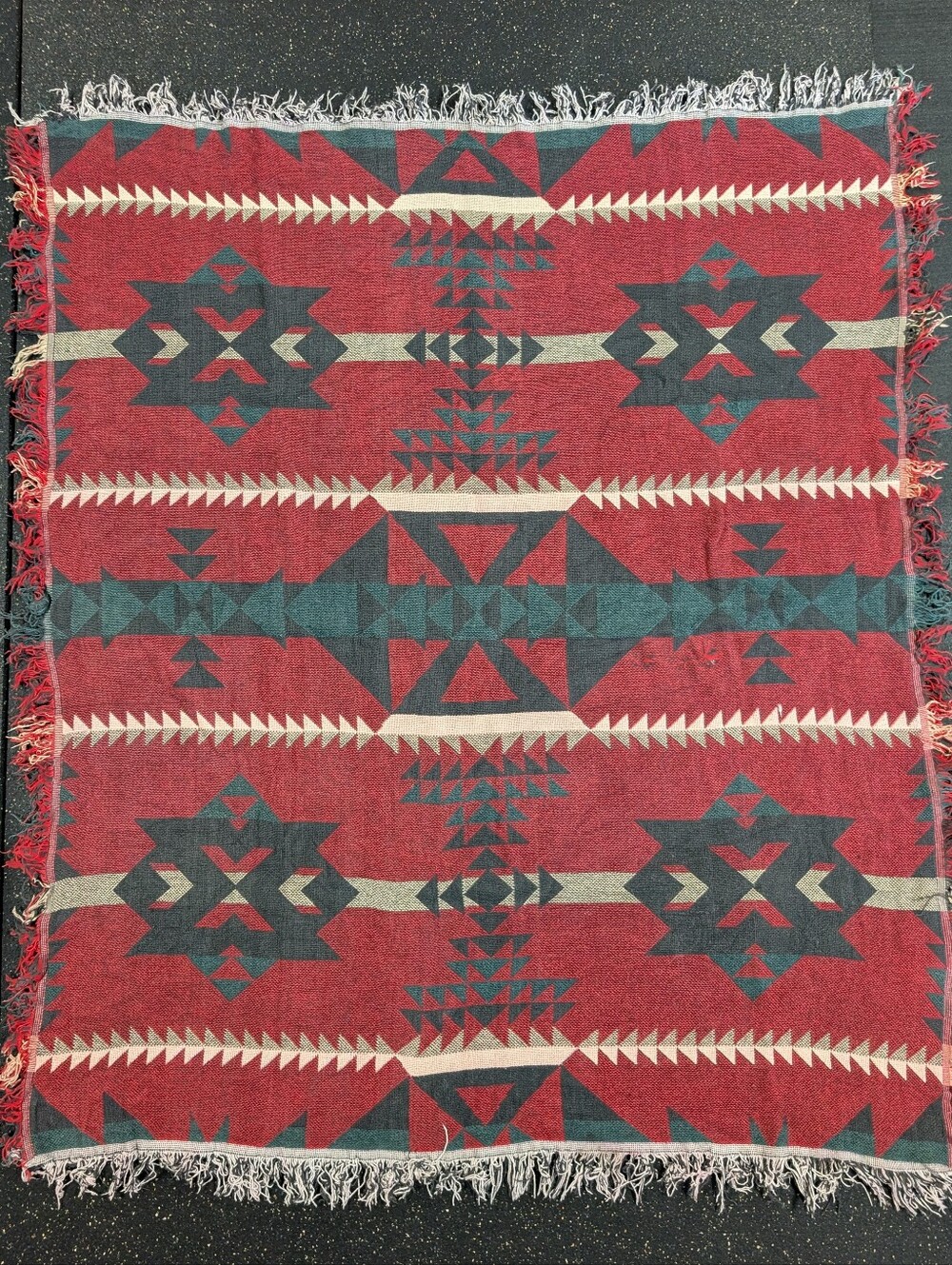 Vintage Crown Craft Aztec Southwest Throw Blanket 5'x4' Made in USA